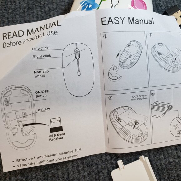 Share Wireless Mouse with Nano Receiver for PC, Mac. Flowers White Butterflies. - Picture 10 of 11